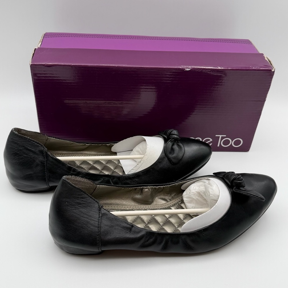 Me Too Blossom‎ Black Nappa Leather Pointed Ballet Flats 9M